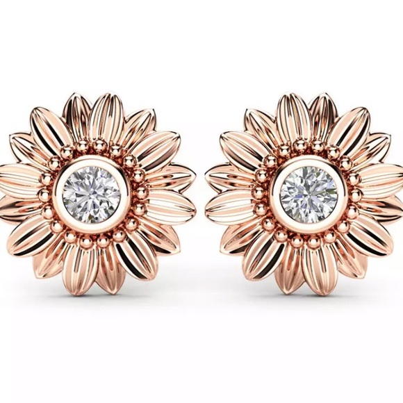 Jewelry - NWOT rose gold plated sunflower earrings